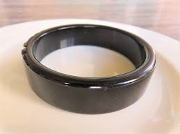 Vintage GALALITH Black Hand Carved Bangle, Brown Trim, Art Deco Geometric Arch Half Moon Circle, Enamel Paint, French Bakelite 1930 (BV820) - Etsy