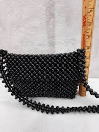 Vintage Black Beaded Purse Handbag Foldover Top Walborg's Made In Japan | eBay