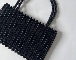 Black Beaded Handbag - Etsy