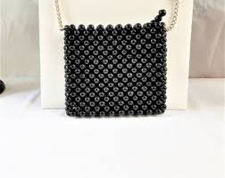 1970's-1980's BLACK BEADED Shoulder Bag - Etsy