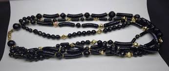 Vintage Black Bead Necklace & Clip Earrings Set Gold Tone | eBay
