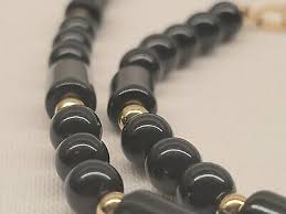 Vintage MONET Black (Dark Navy?) Lucite Gold Tone Link Necklace & Bracelet Set | eBay