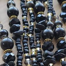 Obsidian Beaded Dreadlock Extensions, Gold & Black Crystal Loc Jewelry – Beaditwearitloveit