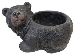 Millwood Pines Miko Polyresin Black Bear Decorative Planter Pot | Wayfair