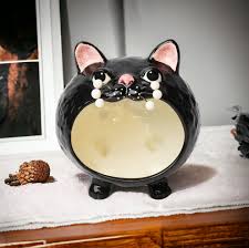 Ceramic Halloween Decor Black Cat Candy Bowl or Key Holder ...