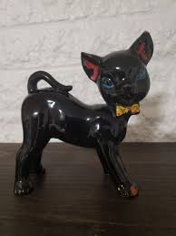 Vintage Redware Black Cat Figurine Whimsical | eBay