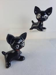 1960s Black Cat Ceramic Ornaments With Huge Heads & Ears ...