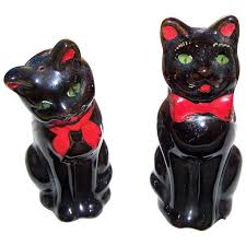 Charming VINTAGE Shafford Black Cat Salt & Pepper Spice ...