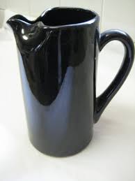 Vintage Black Pottery Ceramic or Stoneware Pinched Spout Pitcher