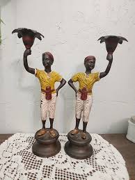 Pair Of Antique Bronze Cold-Painted Blackamoor Candlesticks ...