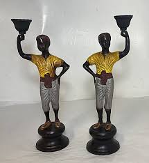 Pair of Blackamoor Bronze Patinated Candlestick Holders on ...