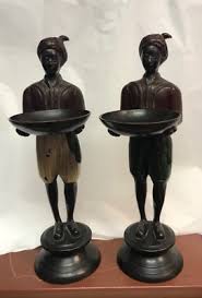 VINTAGE BRONZE PERSONAL BUTLER STATUES. SET OF 2, 10.5” TALL ...