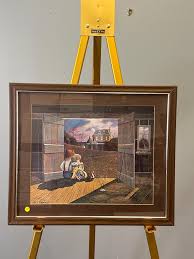 Oil on Panel Artwork by Thomas Kerry "Boy & Girl in Barn ...