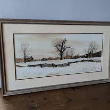 Bob Timberlake "late Snow at Riverwood" Framed Print Under Glass, North Carolina Artist, Vintage 1973 Large Wall Art, 30 1/2" X 17 3/4" - Etsy Canada