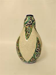 Art Deco Ceramic Vase Decò with Polychrome Geometric ...