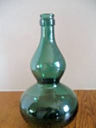 VINTAGE DARK GREEN HOURGLASS SHAPED BOTTLE w/Makers Mark on Bottom | eBay