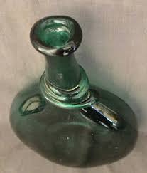 Italian Green Glass Pontil Saddle Flask at 1stDibs