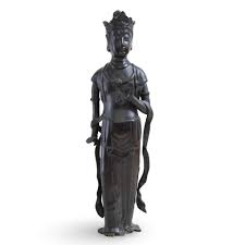Antique Japanese Bronze Bodhisattva Statue | Heian-style ...