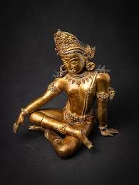 Oud Nepalees bronzen Indra beeld uit Nepal