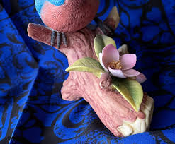 Beautiful Eastern Bluebird Porcelain Bisque Bird Figurine With Oval Stand, Andrea by Sadek, Pink Flower, Wild Rose, Nature, Garden Birds - Etsy Canada