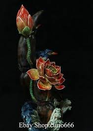 19.7'' Old Song Dynasty Shiwan Porcelain Lotus Flower Root Bird Animal Statue | eBay
