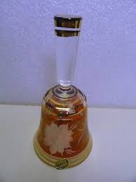 Vintage Bohemia Crystal Ruby Bell w/ Gold Accents | eBay