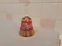 Vintage Bohemia Glass Czechoslovakia Cranberry Glass Etched Flower Bell 5.6"tall | eBay Australia