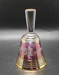 Srpska Fabrika Stakla Paracin Etched Glass Bell pink Floral design Yugoslavia | eBay