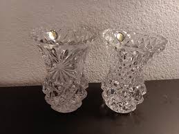 1980s Pair of Bohemian Cut Crystal Bud Vases, Made in Czech ...