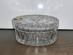 Vintage Czech Crystal Jewelry Box, 7" Oval Crystal Dresser ...