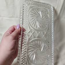 Large Crystal Dresser Vanity Tray Pinwheel Star Diamond ...