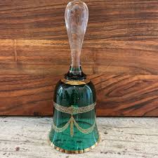 Dinner Bell 7" Bohemian Green with Gold Czech Vintage | eBay