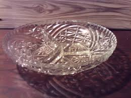 Vintage Round Starburst Pattern 3 Part Divided Bowl, Elegant ...