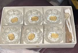 6 Vtg Bohemia Glass Salt Cellars w/Spoons ~ Made in ...