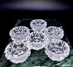 Vintage Pressed Clear Glass Salt Cellars, Waffle Diamond ...