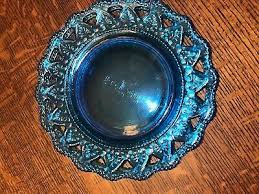 Set of 2 LACE Teal BLUE DINNER PLATES Depression glass ...