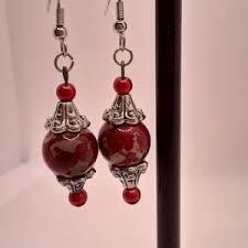 Red and White Beaded Dangles, Red and Black Buffalo Plaid 'love' Beaded Dangle Earrings - Etsy