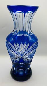 Lovely 11” Bohemian Cobalt Blue Cut to Clear 11” Glass Vase - Etsy
