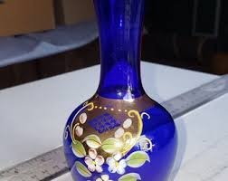 Vintage Cobalt Blue Bohemian Style Vase Excellent Condition - Etsy