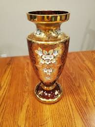 Bohemia Crystal Glass Vase Gold Gilt Hand Painted ...