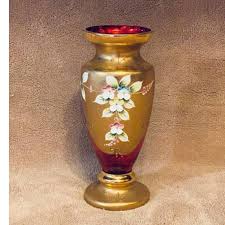 Vintage Bohemian Czech Cranberry 24K Gold Encrusted Enameled ...