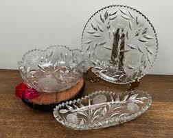 Antique American Brilliant Period Frosted Rose Cut Crystal Sawtooth Centerpiece Dishes Set of 3 - Etsy