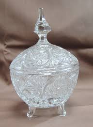 Crystal Candy Dish with Lid Pinwheel Star Floral Pattern ...