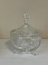 Pinwheel Crystal Footed Candy Dish, Pressed Glass Dish ...