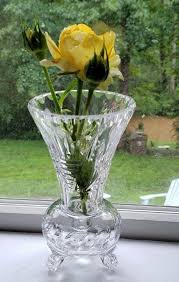 Vintage Crystal Etched & Cut Floral Tri-Footed 5¼" Tall Bud Vase | eBay