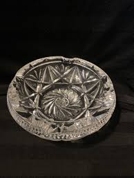 Sparkling Lead Crystal Vintage Round Ashtray Clear Cut Glass ...