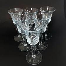 Set of 6 Hand-Cut Bohemian Crystal Wine Glasses, 1980s For Sale at 1stDibs