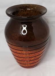 Vintage Bohemian Czech Art Glass Orange and Brown Swirl Vase ...