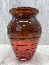 Bohemian Czech Art Glass Vase with Black Glass Swirl Hand ...