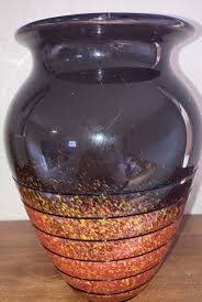 Vintage Kralik Bohemian Czech Tango Orange Brown Large Art ...